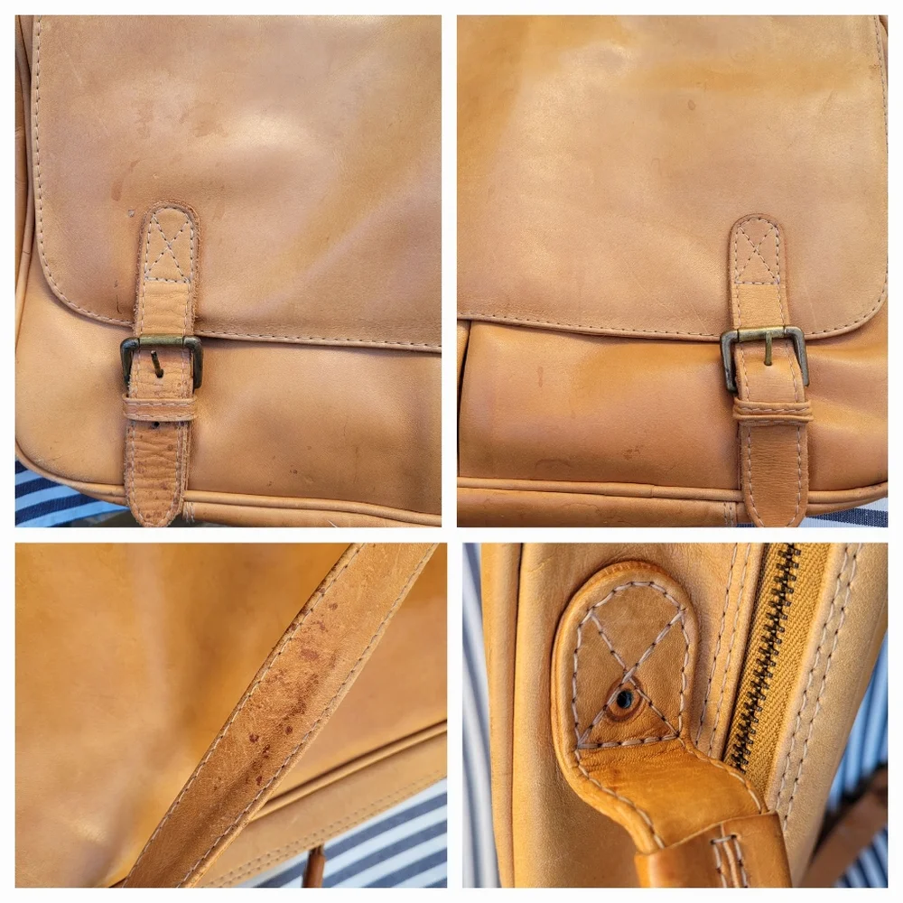 Vintage Nature Company Great Naturalist Collection Tan Leather Messenger Bag